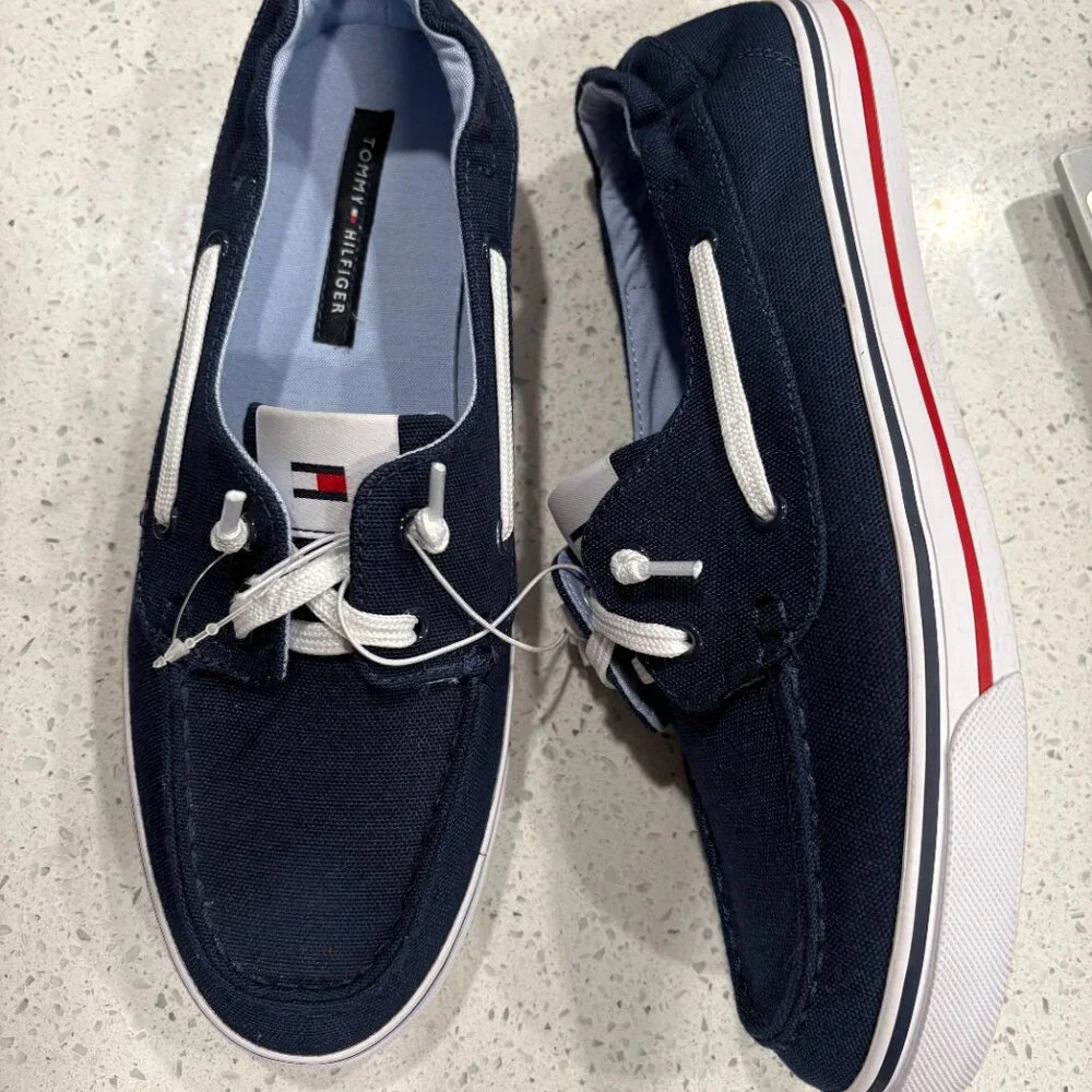 Tommy Hilfiger OIMATE Boat Dock Shoes sz 9m Navy 9 deck shoe NEW - Picture 2 of 5